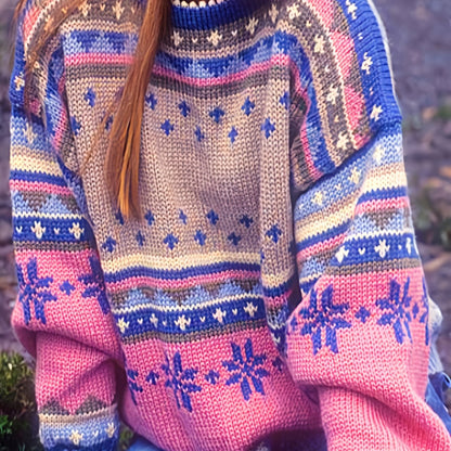 Women's Cozy Colorblock Knit Sweater - Soft Winter Pullover in Multiple Colors