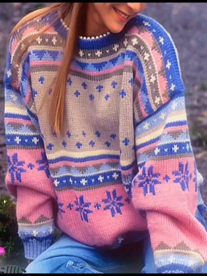Women's Cozy Colorblock Knit Sweater - Soft Winter Pullover in Multiple Colors
