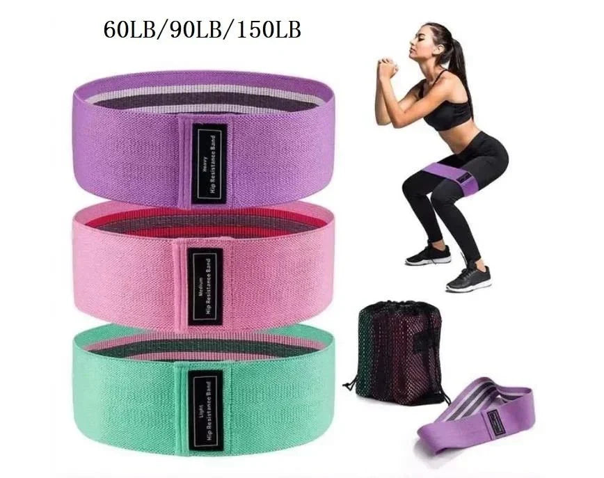 Fabric Resistance Hip &amp; Booty Bands – 3-Pack Glute &amp; Thigh Workout Loops