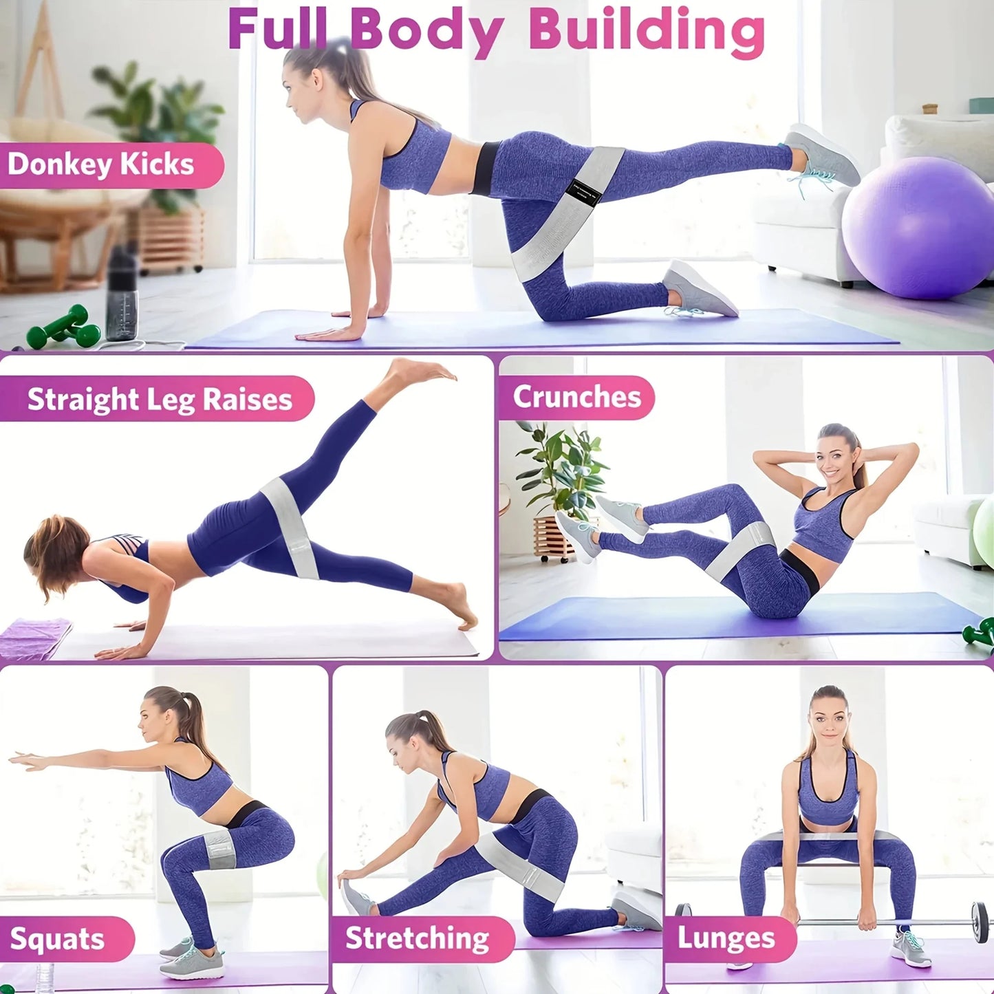 Fabric Resistance Hip & Booty Bands – Glute & Thigh Squat Circle Loops