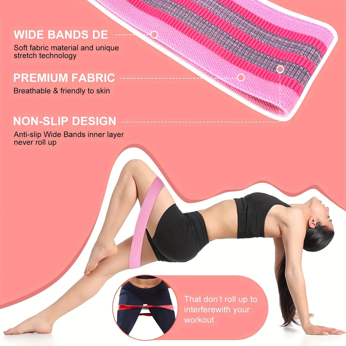 Fabric Resistance Hip & Booty Bands – Glute & Thigh Squat Circle Loops