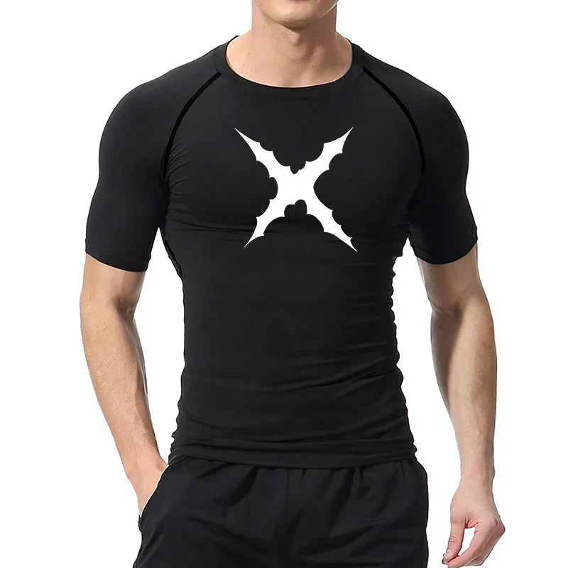 Men Scar Print Compression Shirt Quick Dry Athletic Baselayer