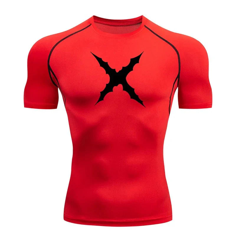 Men Scar Print Compression Shirt Quick Dry Athletic Baselayer