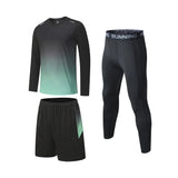 Men's Elastic Compression Bodybuilding Sportswear Gym Fitness Shirts Long-Sleeved Workout Clothes Tights Pants and Running Track