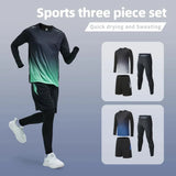 Men's Elastic Compression Bodybuilding Sportswear Gym Fitness Shirts Long-Sleeved Workout Clothes Tights Pants and Running Track