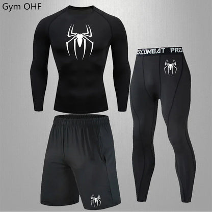 Spider Men's Tracksuit Compression Sport Suit Gym Fitness Clothes Running Jogging Sport Wear Training Exercise Workout Rashgard