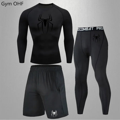 Spider Men's Tracksuit Compression Sport Suit Gym Fitness Clothes Running Jogging Sport Wear Training Exercise Workout Rashgard