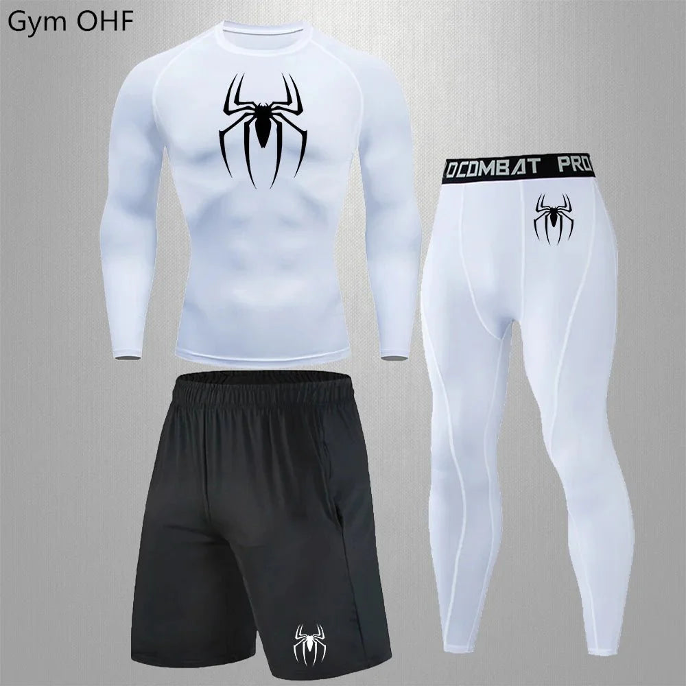 Spider Men's Tracksuit Compression Sport Suit Gym Fitness Clothes Running Jogging Sport Wear Training Exercise Workout Rashgard