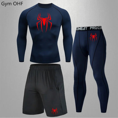Spider Men's Tracksuit Compression Sport Suit Gym Fitness Clothes Running Jogging Sport Wear Training Exercise Workout Rashgard