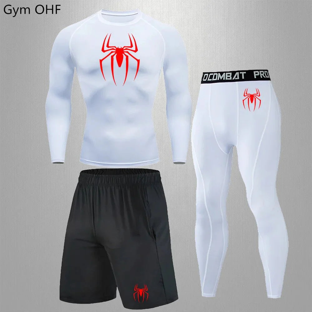 Spider Men's Tracksuit Compression Sport Suit Gym Fitness Clothes Running Jogging Sport Wear Training Exercise Workout Rashgard