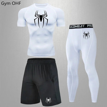Spider Men's Tracksuit Compression Sport Suit Gym Fitness Clothes Running Jogging Sport Wear Training Exercise Workout Rashgard