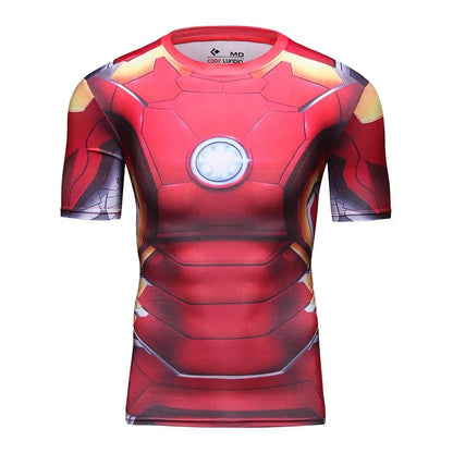 Sportswear Marvel Clothes Men's Compression Short Sleeve Workout T-Shirt Athletic Sports Fitness Gym Running Tops for Men