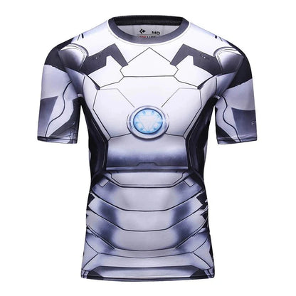 Sportswear Marvel Clothes Men's Compression Short Sleeve Workout T-Shirt Athletic Sports Fitness Gym Running Tops for Men