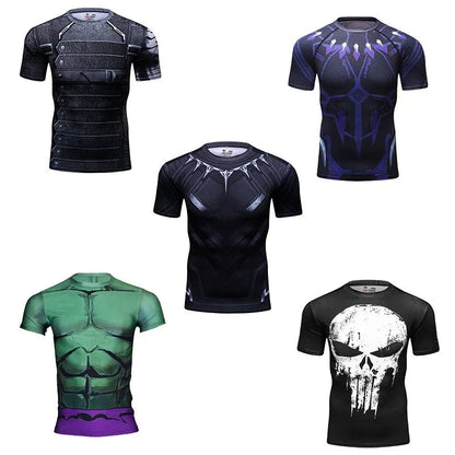 Sportswear Marvel Clothes Men's Compression Short Sleeve Workout T-Shirt Athletic Sports Fitness Gym Running Tops for Men