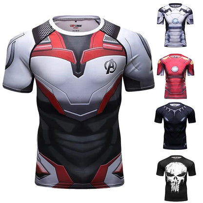 Sportswear Marvel Clothes Men's Compression Short Sleeve Workout T-Shirt Athletic Sports Fitness Gym Running Tops for Men