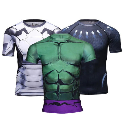 Sportswear Marvel Clothes Men's Compression Short Sleeve Workout T-Shirt Athletic Sports Fitness Gym Running Tops for Men