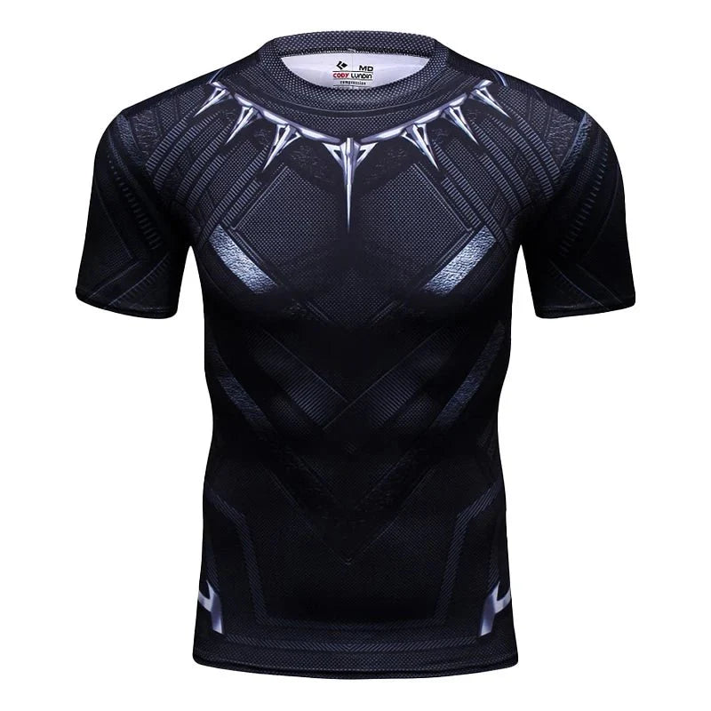 Sportswear Marvel Clothes Men's Compression Short Sleeve Workout T-Shirt Athletic Sports Fitness Gym Running Tops for Men