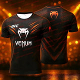 UFC Men's Short Sleeve Compression Shirt 2026 MMA Training Gym Workout Jersey Sportswear for Fighters Brand fitness clothes