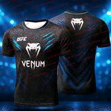 UFC Men's Short Sleeve Compression Shirt 2026 MMA Training Gym Workout Jersey Sportswear for Fighters Brand fitness clothes
